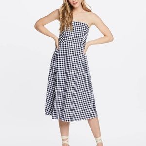 Draper James Gingham Strapless Midi Love Fit & Flare Circle Dress